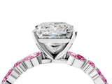 White gold Princess Cut Diamond Ring with Marquise and Round with Pink Sapphire side stone Side Stones and Four-Prong Setting_16
