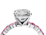 White gold Princess Cut Diamond Ring with Marquise and Round with Pink Sapphire side stone Side Stones and Four-Prong Setting_22