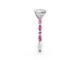 White gold Princess Cut Diamond Ring with Marquise and Round with Pink Sapphire side stone Side Stones and Four-Prong Setting_26