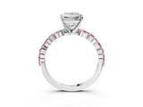 White gold Princess Cut Diamond Ring with Marquise and Round with Pink Sapphire side stone Side Stones and Four-Prong Setting_3