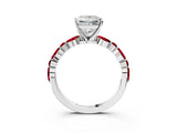 White gold Princess Cut Diamond Ring with Marquise and Round with Ruby side stone Side Stones and Four-Prong Setting_39