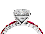 White gold Princess Cut Diamond Ring with Marquise and Round with Ruby side stone Side Stones and Four-Prong Setting_40
