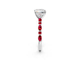 White gold Princess Cut Diamond Ring with Marquise and Round with Ruby side stone Side Stones and Four-Prong Setting_50