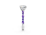 White gold Princess Cut Diamond Ring with Marquise and Round with Tanzanite side stone Side Stones and Four-Prong Setting_26