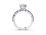 White gold Princess Cut Diamond Ring with Marquise and Round with Tanzanite side stone Side Stones and Four-Prong Setting_27