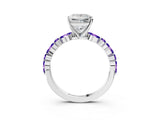 White gold Princess Cut Diamond Ring with Marquise and Round with Tanzanite side stone Side Stones and Four-Prong Setting_27