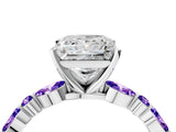 White gold Princess Cut Diamond Ring with Marquise and Round with Tanzanite side stone Side Stones and Four-Prong Setting_28