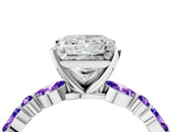 White gold Princess Cut Diamond Ring with Marquise and Round with Tanzanite side stone Side Stones and Four-Prong Setting_28