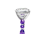 White gold Princess Cut Diamond Ring with Marquise and Round with Tanzanite side stone Side Stones and Four-Prong Setting_29