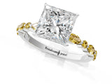 White gold Princess Cut Diamond Ring with Marquise and Round with Yellow Sapphire side stone Side Stones and Four-Prong Setting_55