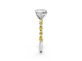 White gold Princess Cut Diamond Ring with Marquise and Round with Yellow Sapphire side stone Side Stones and Four-Prong Setting_56