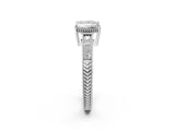 White gold Princess Cut Diamond Ring with Milgrain Pavé Band and Four-Prong Setting_40