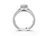 White gold Princess Cut Diamond Ring with Milgrain Pavé Band and Four-Prong Setting_41