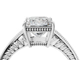 White gold Princess Cut Diamond Ring with Milgrain Pavé Band and Four-Prong Setting_42