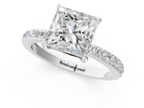 White gold Princess Cut Diamond Ring with Pavé Band and Four-Prong Setting_107