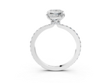 14K White Gold 2.06 Carat E VVS2 Princess Diamond Ring with Pavé Band and Four-Prong Setting