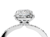 White gold Princess Cut Diamond Ring with Pavé Band and Four-Prong Setting_110