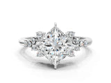 White gold Princess Cut Diamond Ring with Side Stones and Four-Prong Setting_114