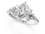 White gold Princess Cut Diamond Ring with Side Stones and Four-Prong Setting_115