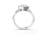 White gold Princess Cut Diamond Ring with Side Stones and Four-Prong Setting_117