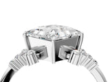White gold Princess Cut Diamond Ring with Side Stones and Four-Prong Setting_118