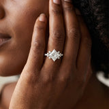 White gold Princess Cut Diamond Ring with Side Stones and Four-Prong Setting_128