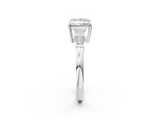 White gold Princess Cut Diamond Ring with Tapered Baguette Side Stones in Four-Prong Setting_34
