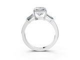 White gold Princess Cut Diamond Ring with Tapered Baguette Side Stones in Four-Prong Setting_35
