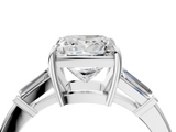 White gold Princess Cut Diamond Ring with Tapered Baguette Side Stones in Four-Prong Setting_36