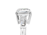 White gold Princess Cut Diamond Ring with Tapered Baguette Side Stones in Four-Prong Setting_37