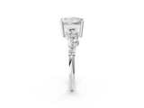White gold Princess Cut Diamond Scattered Round Accent Ring with Prong Setting_20