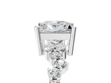 White gold Princess Cut Diamond Scattered Round Accent Ring with Prong Setting_23