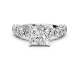 White gold Princess Cut Diamond Side Stone Engagement Ring with Four-Prong Setting_24