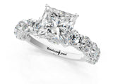 White gold Princess Cut Diamond Side Stone Engagement Ring with Four-Prong Setting_25