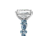 White gold Princess Cut Diamond Side Stone Solitaire Ring with Round with Aquamarine side stone and Four-Prong Setting_17