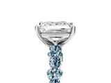 White gold Princess Cut Diamond Side Stone Solitaire Ring with Round with Aquamarine side stone and Four-Prong Setting_23