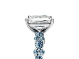 White gold Princess Cut Diamond Side Stone Solitaire Ring with Round with Aquamarine side stone and Four-Prong Setting_5