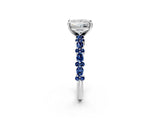 White gold Princess Cut Diamond Side Stone Solitaire Ring with Round with Blue Sapphire side stone and Four-Prong Setting_14