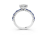 White gold Princess Cut Diamond Side Stone Solitaire Ring with Round with Blue Sapphire side stone and Four-Prong Setting_15