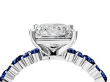 White gold Princess Cut Diamond Side Stone Solitaire Ring with Round with Blue Sapphire side stone and Four-Prong Setting_16