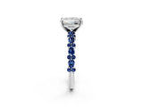 White gold Princess Cut Diamond Side Stone Solitaire Ring with Round with Blue Sapphire side stone and Four-Prong Setting_2