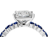 White gold Princess Cut Diamond Side Stone Solitaire Ring with Round with Blue Sapphire side stone and Four-Prong Setting_4
