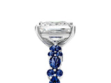 White gold Princess Cut Diamond Side Stone Solitaire Ring with Round with Blue Sapphire side stone and Four-Prong Setting_5