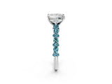 White gold Princess Cut Diamond Side Stone Solitaire Ring with Round with Blue Topaz side stone and Four-Prong Setting_14