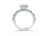 White gold Princess Cut Diamond Side Stone Solitaire Ring with Round with Blue Topaz side stone and Four-Prong Setting_15