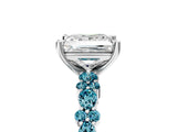 White gold Princess Cut Diamond Side Stone Solitaire Ring with Round with Blue Topaz side stone and Four-Prong Setting_17