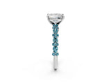 White gold Princess Cut Diamond Side Stone Solitaire Ring with Round with Blue Topaz side stone and Four-Prong Setting_2