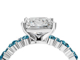 White gold Princess Cut Diamond Side Stone Solitaire Ring with Round with Blue Topaz side stone and Four-Prong Setting_4