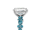 White gold Princess Cut Diamond Side Stone Solitaire Ring with Round with Blue Topaz side stone and Four-Prong Setting_5
