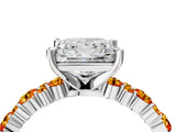 White gold Princess Cut Diamond Side Stone Solitaire Ring with Round with Citrine side stone and Four-Prong Setting_16